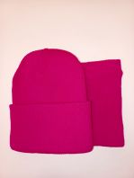 Шапка +снуд,  фуксия 