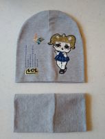  Лол ,шапка+снуд,серый