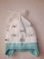 Белый-Бирюза,бантики,на х.б.