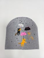 Коты  с зонтиком,  серая 